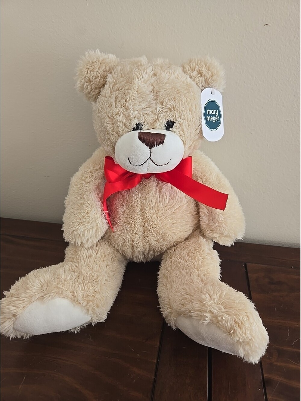 Mary Meyer Josh Bear 15" Soft Plush w Red Bow NEW w TAG